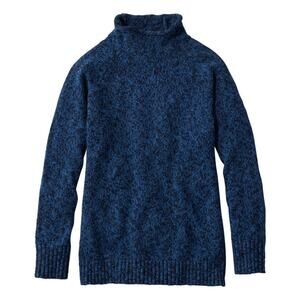 NWT L.L. Bean Women's Cotton Ragg Funnelneck Pullover Sweater in Navy size L